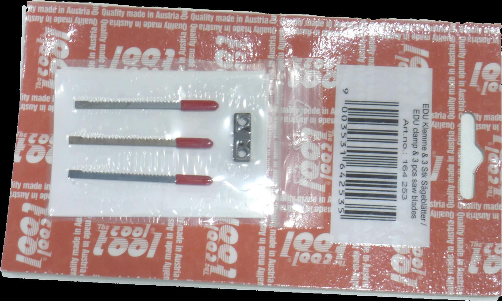 3 Stück Sägeblätter medium + Klemme